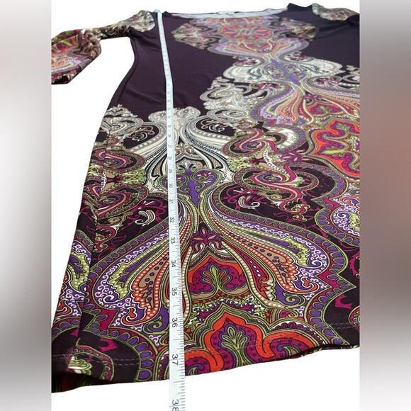 Boston Proper Brown Purple Paisley Boho Short Shift Dress- Medium - Picture 5 of 7